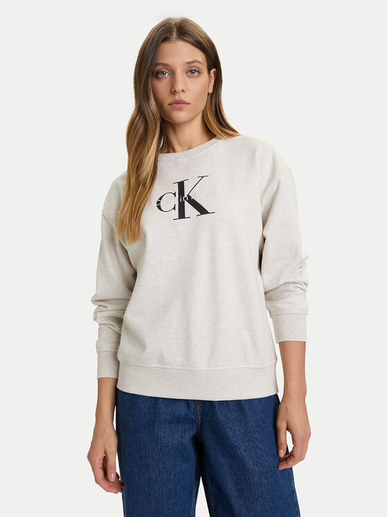 Calvin Klein Jeans Суитшърт Monologo LV047B234G Сив Relaxed Fit цвят на ниска цена