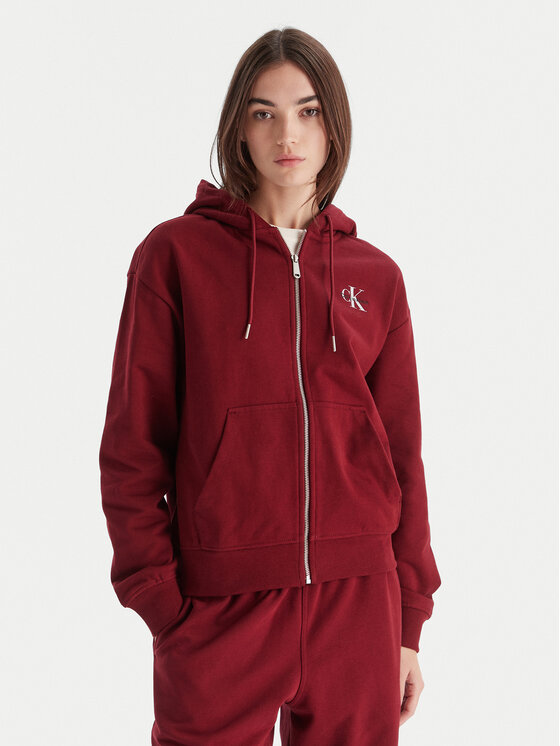 Calvin Klein Jeans Суитшърт Monologo LV047B270G Бордо Regular Fit цвят на ниска цена