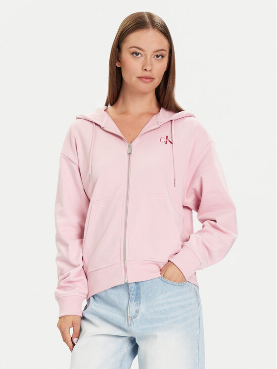 Calvin Klein Jeans Суитшърт Monologo LV047B270G Розов Regular Fit цвят на ниска цена