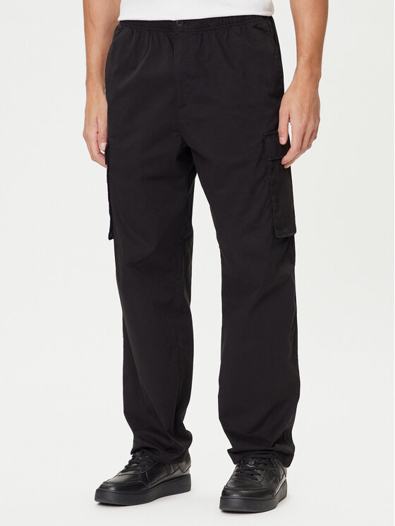 Calvin Klein Jeans Текстилни панталони LV040EM616 Черен Straight Fit цвят на ниска цена