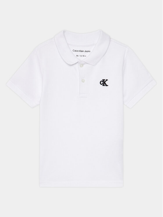 Calvin Klein Jeans Тениска с яка и копчета Summer IN0IN00170 Бял Regular Fit цвят на ниска цена