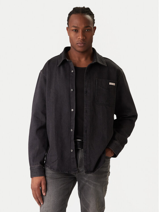 Calvin Klein Jeans дънкова риза Classic LV04RD765G Черен Relaxed Fit цвят на ниска цена
