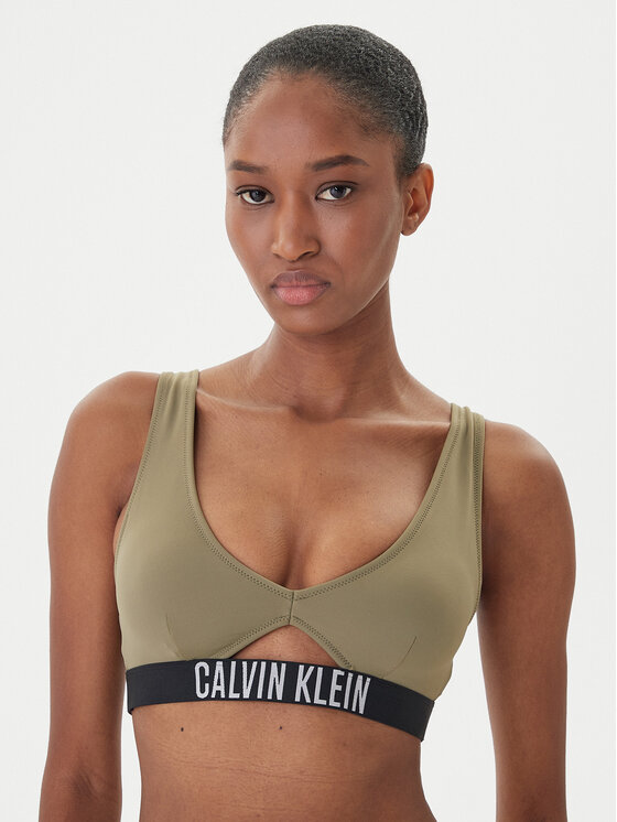 Calvin Klein Swimwear Горнище на бански KW0KW02745 Зелен цвят на ниска цена
