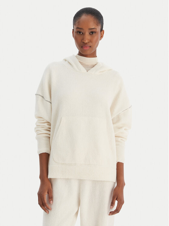 Calvin Klein Underwear Суитшърт LV00QS7568 Екрю Regular Fit цвят на ниска цена