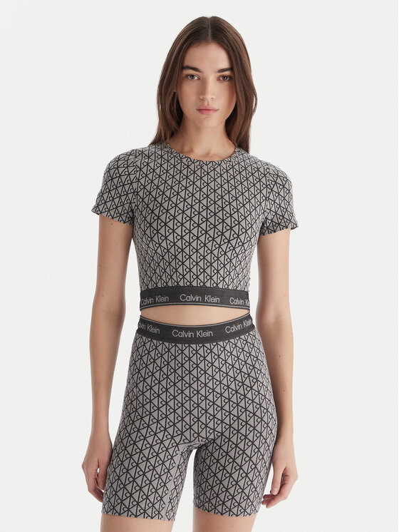 Calvin Klein Underwear Тишърт LV00QF8487 Сив Slim Fit цвят на ниска цена