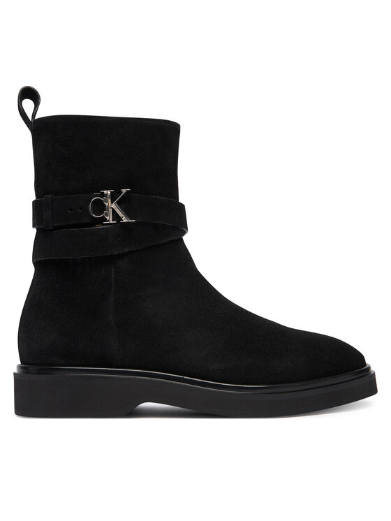 Calvin Klein Боти Ankle Boot W/ Metal Logo Sue HW0HW02664 Черен цвят на ниска цена