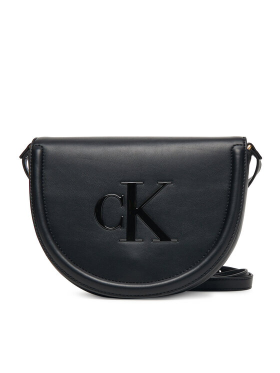 Calvin Klein Дамска чанта Bold Ck Saddle Crossbody LV04F3221G Черен цвят на ниска цена