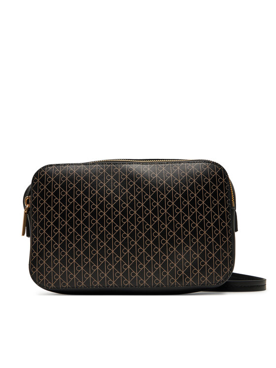 Calvin Klein Дамска чанта Emblem Aop Elongated Camera Bag LV04F3268G Черен цвят на ниска цена