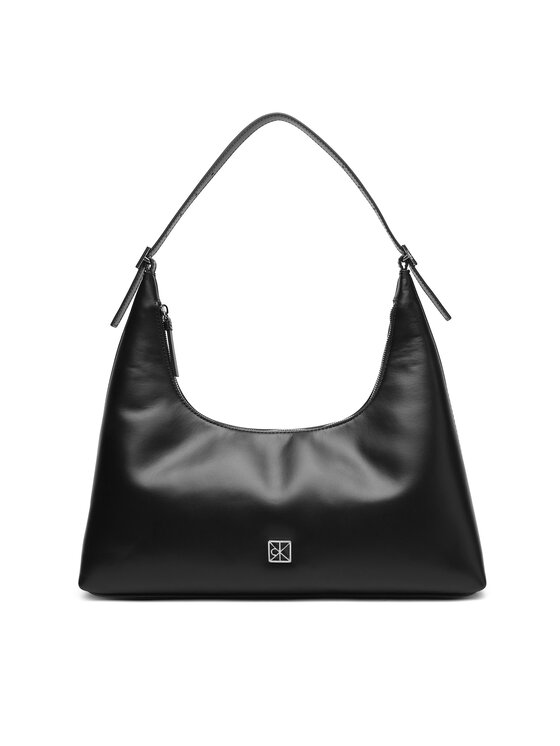 Calvin Klein Дамска чанта Emblem Hw Lthr Shoulder Bag LV04F3262G Черен цвят на ниска цена