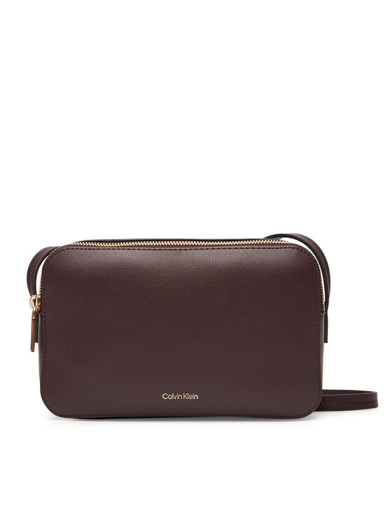 Calvin Klein Дамска чанта Foil Logo Elongated Camera Bag LV04F3276G Бордо цвят на ниска цена