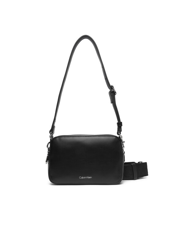 Calvin Klein Дамска чанта Webbing Double Strap Camera Bag LV04F3165G Черен цвят на ниска цена