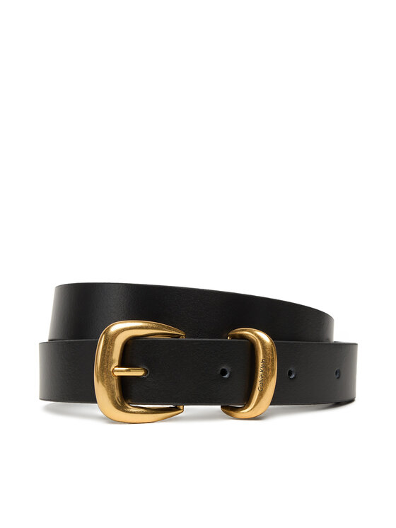 Calvin Klein Дамски колан Sarah 2 Piece Logo Buckle Belt LV04K7012G Черен цвят на ниска цена