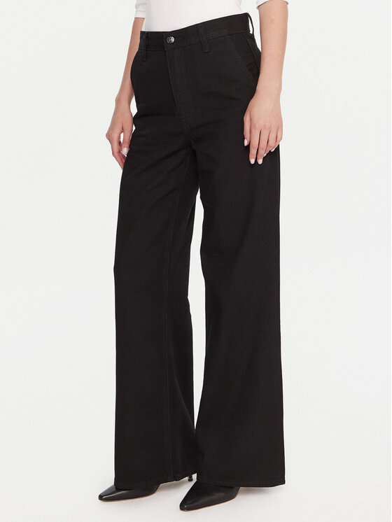 Calvin Klein Дънки LV047D770G Черен Wide Leg цвят на ниска цена
