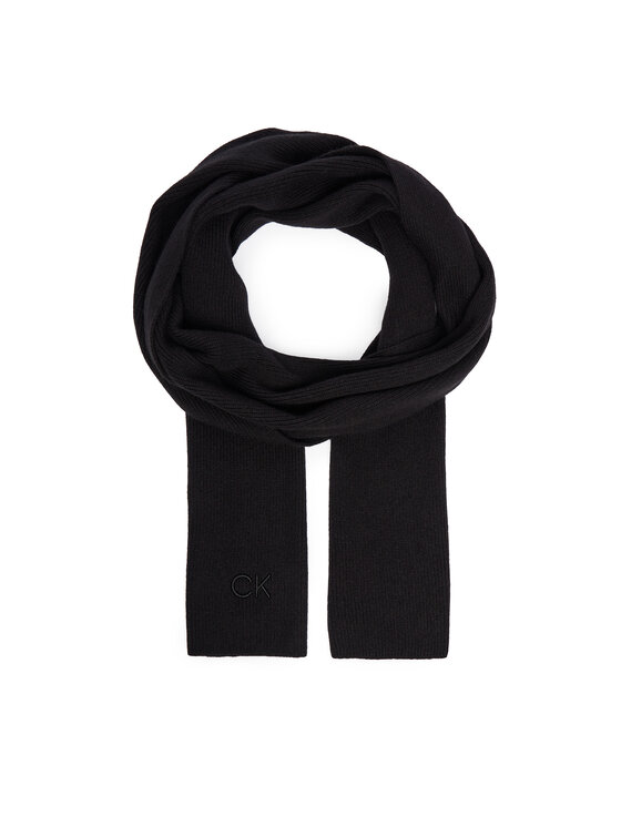 Calvin Klein Зимен шал Embroidery Fine K60K612601 Черен цвят на ниска цена