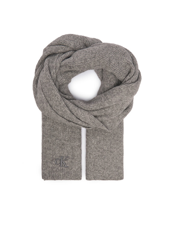Calvin Klein Зимен шал Thick Embroidery K60K612664 Сив цвят на ниска цена