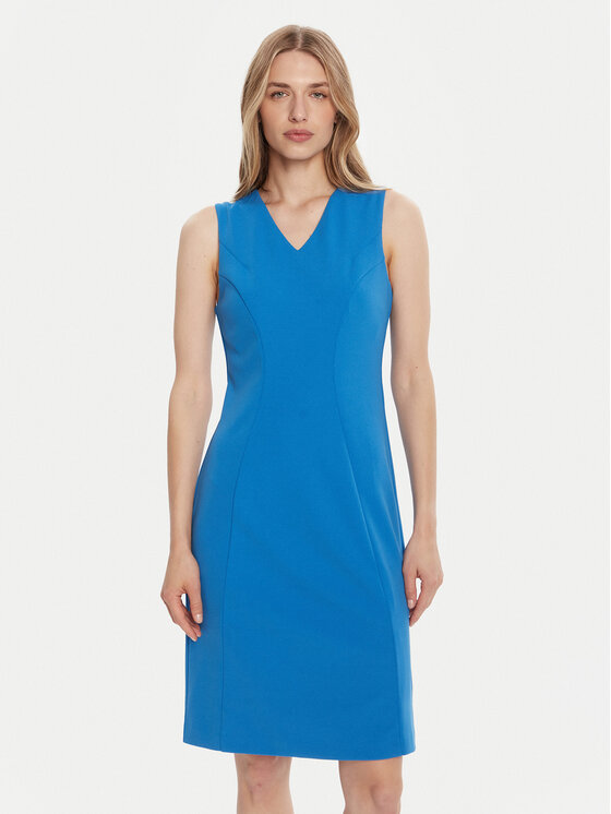 Calvin Klein Коктейлна рокля LV044C063G Син Slim Fit цвят на ниска цена