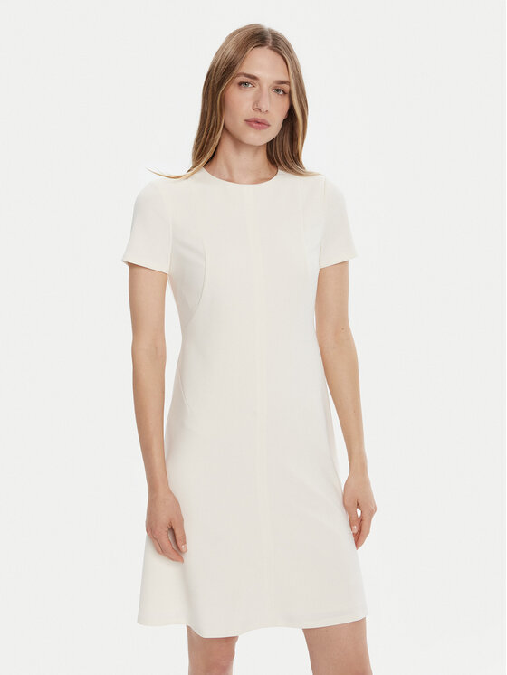 Calvin Klein Коктейлна рокля LV044C064G Екрю Slim Fit цвят на ниска цена