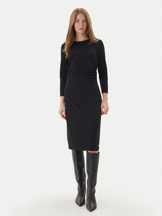 Calvin Klein Коктейлна рокля LV044D062G Черен Slim Fit цвят на ниска цена