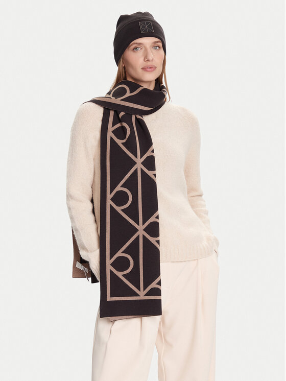 Calvin Klein Комплект шал и шапка LV04D0007G Черен цвят на ниска цена
