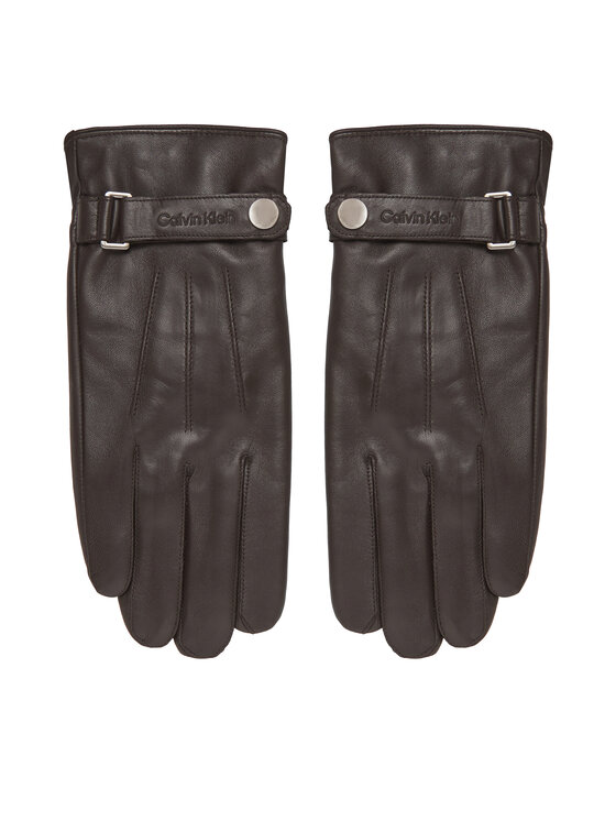 Calvin Klein Мъжки ръкавици Logo Strap LV04D8035G Кафяв цвят на ниска цена