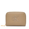 Calvin Klein Портфейл Bold Ck Medium Zip Around LV04F1154G Бежов цвят на ниска цена