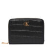 Calvin Klein Портфейл Ck Croc Medium Flap Zip Around LV04F1095G Черен цвят на ниска цена