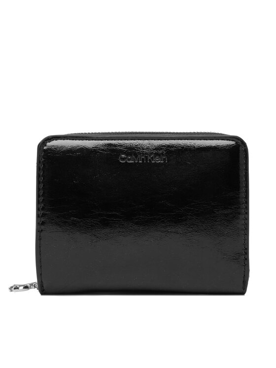 Calvin Klein Портфейл Ck Metallic Flap Zip Around LV04F1103G Черен цвят на ниска цена