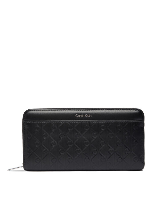 Calvin Klein Портфейл Emblem Aop Embossed Long Wallet LV04F1097G Черен цвят на ниска цена