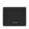 Calvin Klein Портфейл Embossed Woven Billfold W/ Coin LV04D1125G Черен цвят на ниска цена