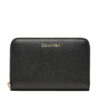 Calvin Klein Портфейл Foil Logo Medium Zip Around LV04F1091G Черен цвят на ниска цена