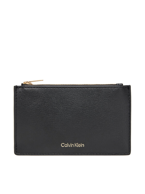 Calvin Klein Портфейл Foil Logo Top Zip Cardcase LV04F1090G Черен цвят на ниска цена
