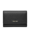 Calvin Klein Портфейл Foil Logo Trifold W/ Zip Pocket LV04F1117G Черен цвят на ниска цена