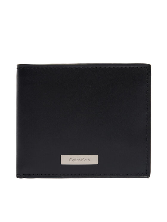 Calvin Klein Портфейл Plaque Billfold W/ Coin LV04D1067G Черен цвят на ниска цена