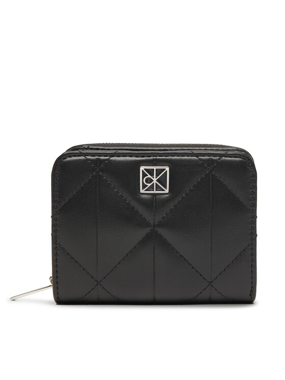 Calvin Klein Портфейл Quilted Flap Zip Around LV04F1124G Черен цвят на ниска цена