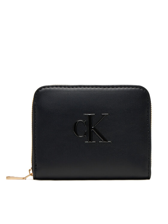 Calvin Klein Портфейл Raised Ck Medium Zip LV04F1026G Черен цвят на ниска цена