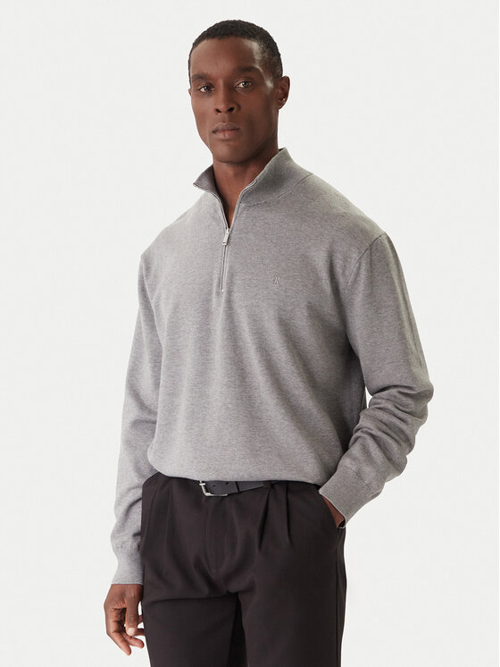 Calvin Klein Пуловер LV040BM356 Сив Regular Fit цвят на ниска цена