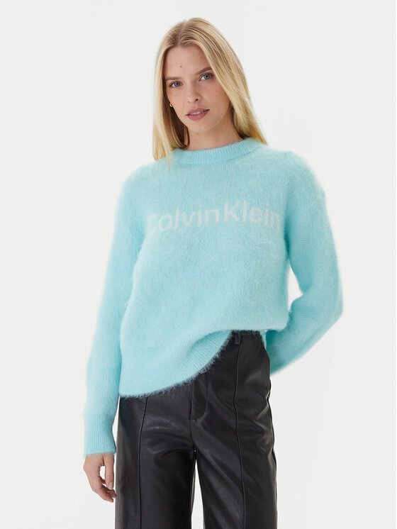 Calvin Klein Пуловер LV044D359G Електриков Relaxed Fit цвят на ниска цена