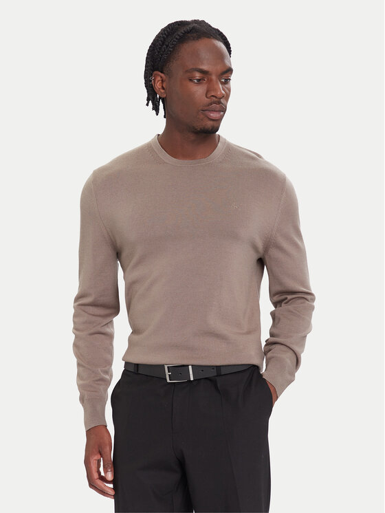Calvin Klein Пуловер LV04LB305G Бежов Regular Fit цвят на ниска цена