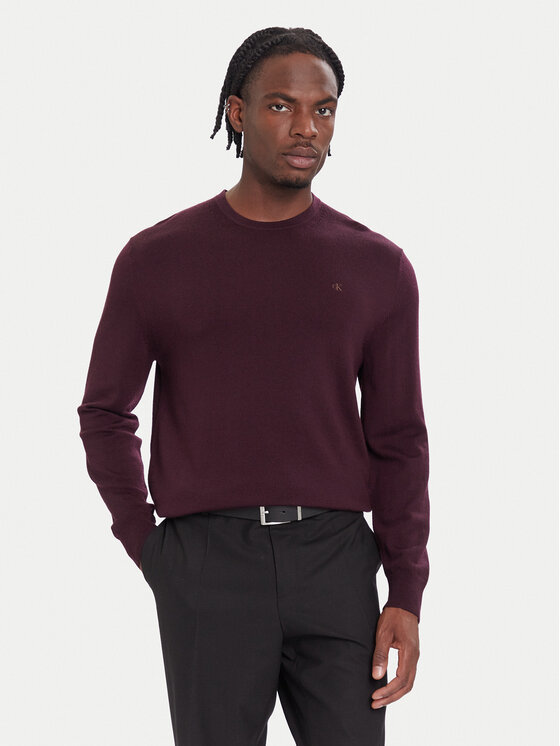 Calvin Klein Пуловер LV04LB305G Бордо Regular Fit цвят на ниска цена