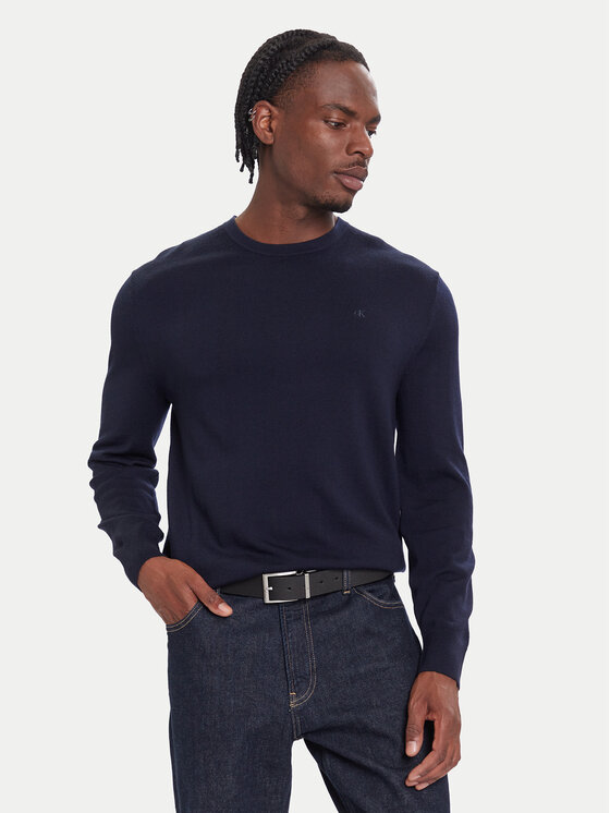 Calvin Klein Пуловер LV04LB305G Тъмносин Regular Fit цвят на ниска цена