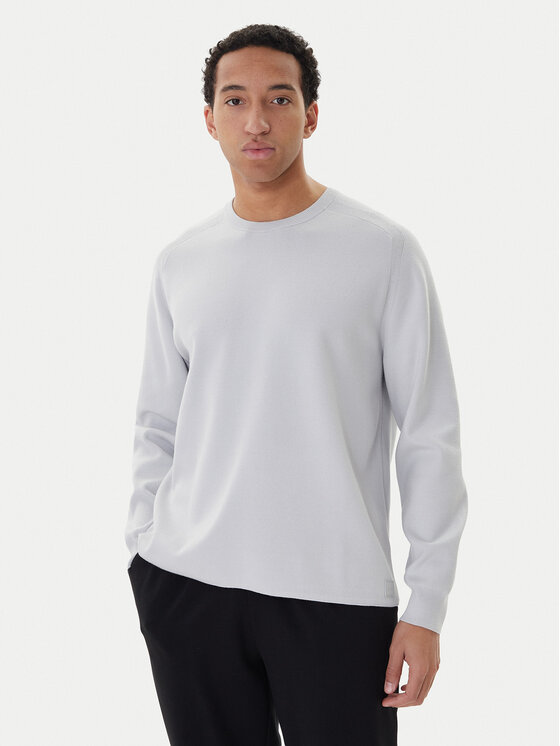 Calvin Klein Пуловер Ls Ck Tech Knit Crwnk LV040BM347 Сив Regular Fit цвят на ниска цена