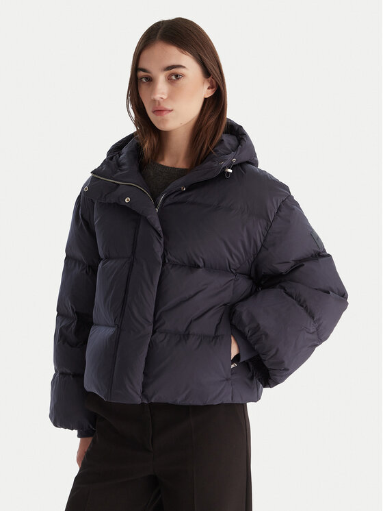 Calvin Klein Пухено яке LV044D525G Тъмносин Relaxed Fit цвят на ниска цена