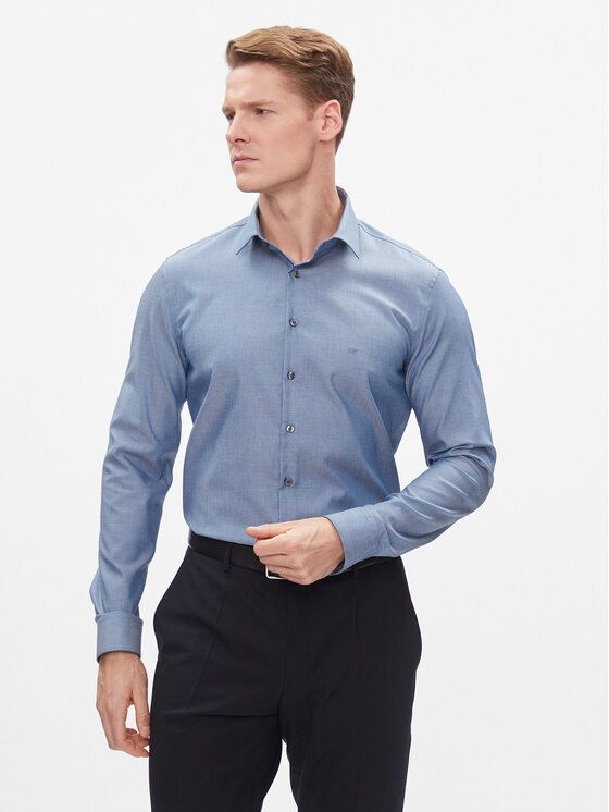 Calvin Klein Риза K10K112299 Син Slim Fit цвят на ниска цена