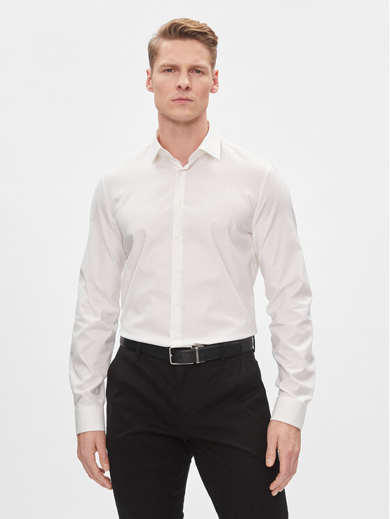 Calvin Klein Риза K10K112301 Бял Slim Fit цвят на ниска цена