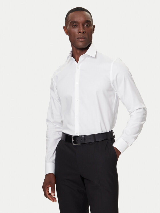 Calvin Klein Риза LV019EU006 Бял Slim Fit цвят на ниска цена