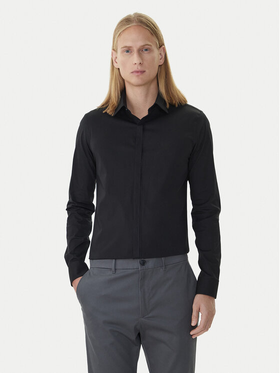 Calvin Klein Риза LV019EU060 Черен Extra Slim Fit цвят на ниска цена