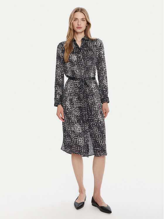 Calvin Klein Рокля тип риза LV044C060G Тъмносин Regular Fit цвят на ниска цена