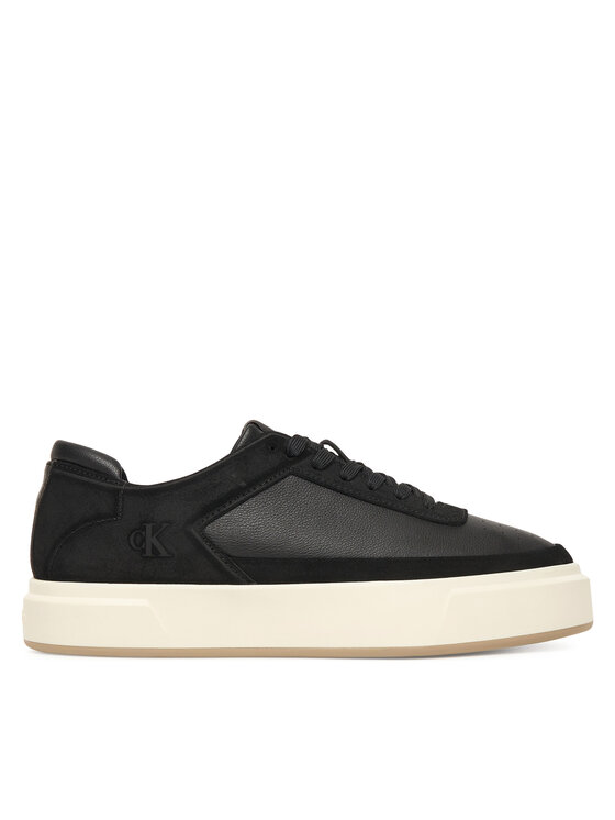Calvin Klein Сникърси Basket Cupsole Laceup Lth-Nu YM0YM01354 Черен цвят на ниска цена