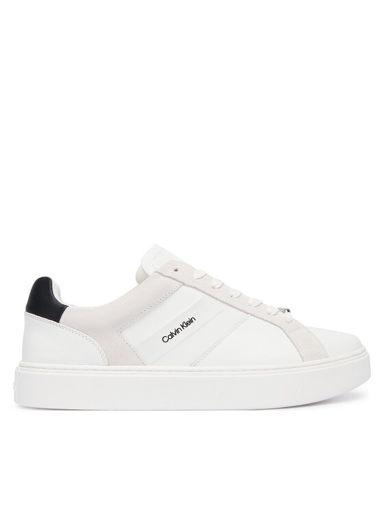 Calvin Klein Сникърси Classic Cupsole Laceup Tape Lth YM0YM01430 Бял цвят на ниска цена
