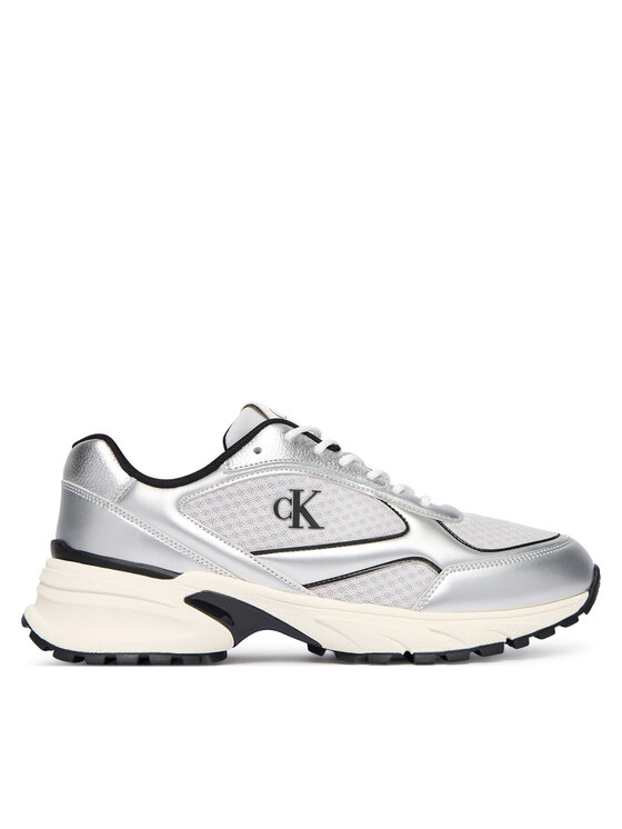Calvin Klein Сникърси Hike Runner Laceup Mesh Mix Met YM0YM01402 Сребрист цвят на ниска цена
